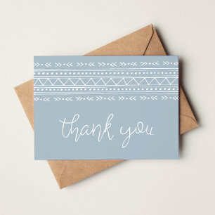 Dusty Blue Modern Boho Bedankt Notitiekaartje