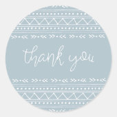 Dusty Blue Modern Boho Bedankt Ronde Sticker (Voorkant)