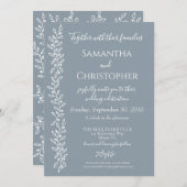 Dusty Blue Modern Boho Botanical Minimal Wedding Kaart (Voorkant / Achterkant)