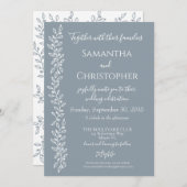 Dusty Blue Modern Boho Botanical Minimal Wedding Kaart (Voorkant / Achterkant)