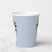 Dusty Blue Modern Botanical monogrammed bruiloft Papieren Bekers (Links)
