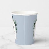 Dusty Blue Modern Botanical monogrammed bruiloft Papieren Bekers (Rechts)