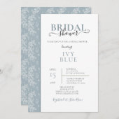 Dusty Blue, Modern Bridal Shower Invitation Kaart (Voorkant / Achterkant)