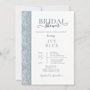 Dusty Blue, Modern Bridal Shower Invitation Kaart