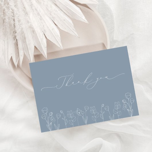 Dusty Blue modern bruiloft Hartelijk dank Bedankkaart