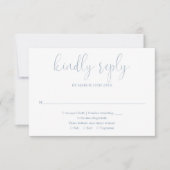 Dusty Blue Modern Chic Elegant Script Wedding RSVP Kaartje (Voorkant)