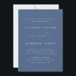 Dusty Blue Modern Classic Wedding Invitation 1 Kaart<br><div class="desc">Moderne,  elegante en mooie trouwuitnodiging. Volledig aanpasbaar met namen,  datums,  locatie en kleuren die overeenkomen met uw trouwthema.</div>