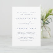 Dusty Blue Modern Classic Wedding Invitation Kaart (Staand voorkant)