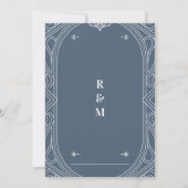 Dusty Blue  Modern Deco Geometric Wedding Kaart (Achterkant)