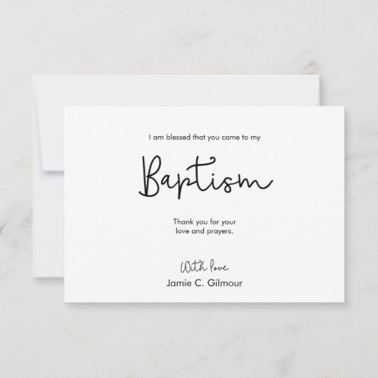 Dusty Blue Modern Doopsel Baby bedankkaart (Achterkant)