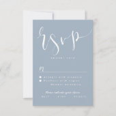 Dusty Blue Modern Eenvoudig Script bruiloft RSVP (Voorkant)