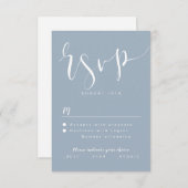Dusty Blue Modern Eenvoudig Script bruiloft RSVP (Voorkant / Achterkant)