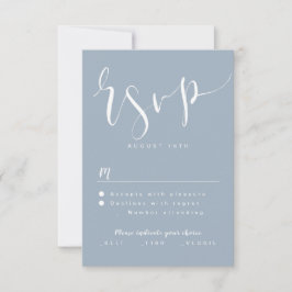 Dusty Blue Modern Eenvoudig Script bruiloft RSVP