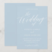 Dusty Blue Modern Elegant Calligraphy Wedding Inv Kaart (Voorkant / Achterkant)