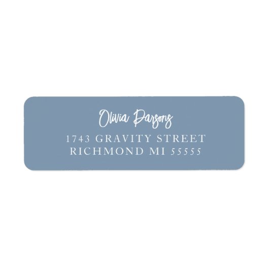 Dusty Blue Modern Elegant Hand Letterig script Etiket (Voorkant)