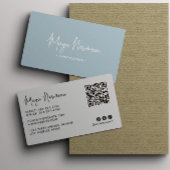 DUSTY BLUE Modern Elegant Minimal QR Code Creatief Visitekaartje