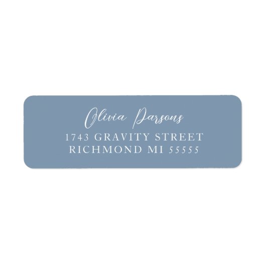 Dusty Blue Modern Elegant Scripted Label (Voorkant)