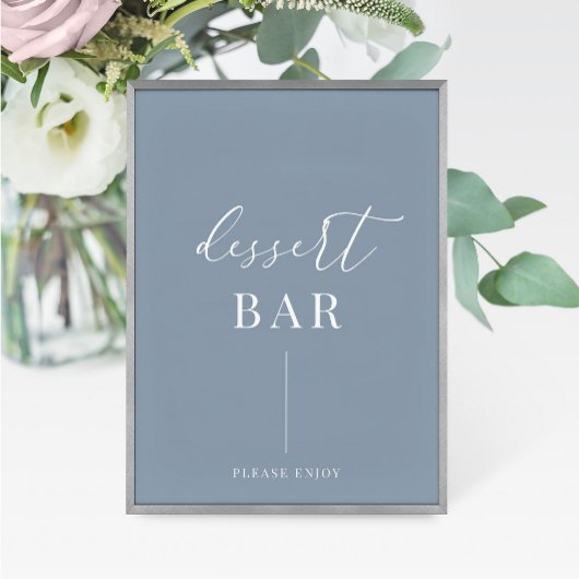 Dusty Blue Modern Elegant Trouwdessert Bar Sign