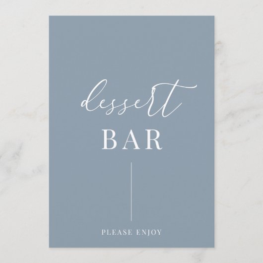Dusty Blue Modern Elegant Trouwdessert Bar Sign (Voorkant)