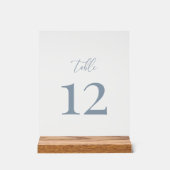 Dusty Blue Modern Elegant Trouwtafel Nummer Acryl Bord (Voorkant)