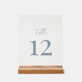 Dusty Blue Modern Elegant Trouwtafel Nummer Acryl Bord