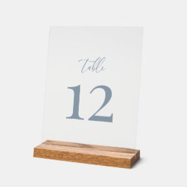 Dusty Blue Modern Elegant Trouwtafel Nummer Acryl Bord