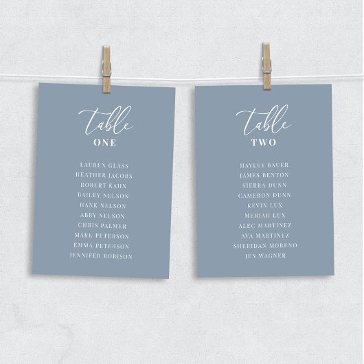 Dusty Blue Modern Elegant Trouwtafel Zitje Kaart