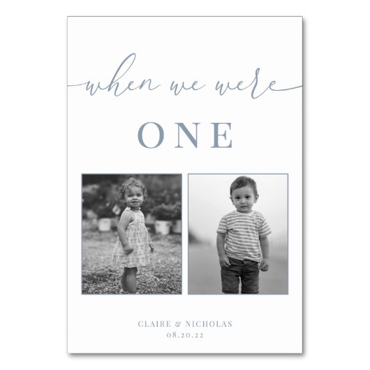 Dusty Blue Modern Elegant Wedding Age Tafelnummer (Voorkant)