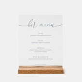 Dusty Blue Modern Elegant Wedding Bar Menu Acryl Bord (Voorkant)