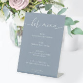 Dusty Blue Modern Elegant Wedding Bar Menu Reclamebord Met Voetstuk
