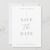 Dusty Blue Modern Elegant Wedding Bold Text&Photo Save The Date (Voorkant)