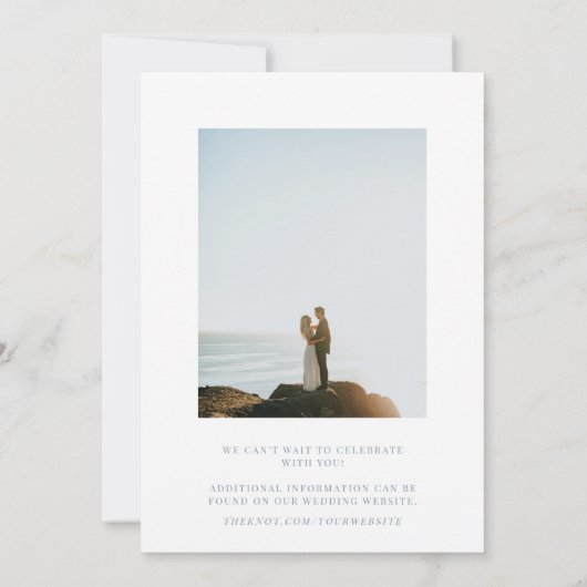 Dusty Blue Modern Elegant Wedding Bold Text&Photo Save The Date (Achterkant)
