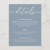 Dusty Blue Modern Elegant Wedding Details Informatiekaartje (Voorkant)