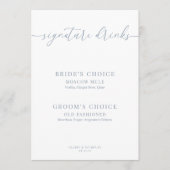 Dusty Blue Modern Elegant Wedding Drinken Sign (Voorkant)