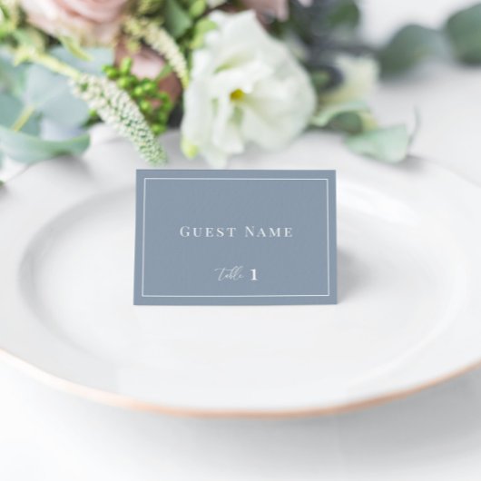 Dusty Blue Modern Elegant Wedding Escort Kaart