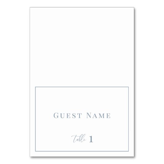 Dusty Blue Modern Elegant Wedding Escort Kaart (Voorkant)
