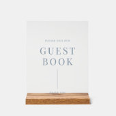 Dusty Blue Modern Elegant Wedding Guestbook Acryl Bord (Voorkant)