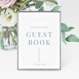 Dusty Blue Modern Elegant Wedding Guestbook Sign