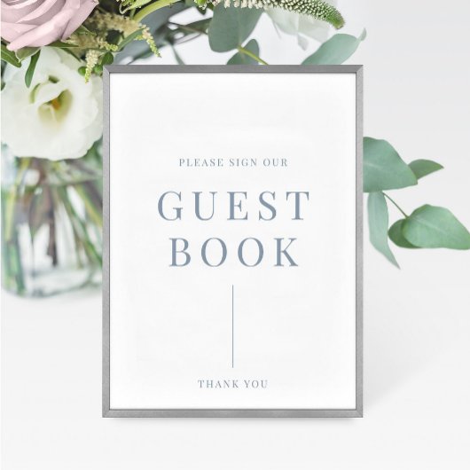 Dusty Blue Modern Elegant Wedding Guestbook Sign