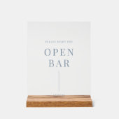 Dusty Blue Modern Elegant Wedding Open Bar Acryl Bord (Voorkant)