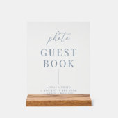 Dusty Blue Modern Elegant Wedding Photo Guestbook Acryl Bord (Voorkant)