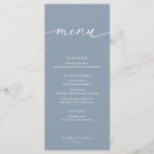 Dusty Blue Modern Elegant Wedding Receptie Menu (Voorkant)