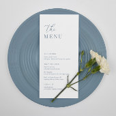 Dusty Blue Modern Elegant Wedding Receptie Menu