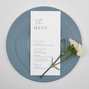 Dusty Blue Modern Elegant Wedding Receptie Menu