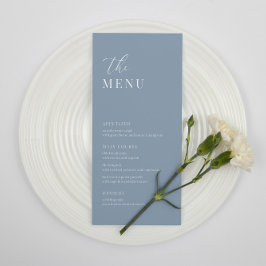 Dusty Blue Modern Elegant Wedding Receptie Menu