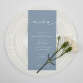 Dusty Blue Modern Elegant Wedding Receptie Menu