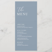 Dusty Blue Modern Elegant Wedding Receptie Menu (Voorkant)