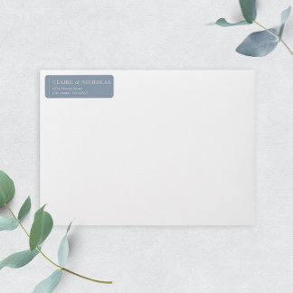 Dusty Blue Modern Elegant Wedding Return Adres Etiket