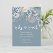 Dusty Blue Modern Floral Baby shower Brunch Kaart (Staand voorkant)