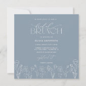 Dusty Blue Modern Floral Bridal Brunch Invitation Kaart (Voorkant)
